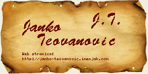 Janko Teovanović vizit kartica